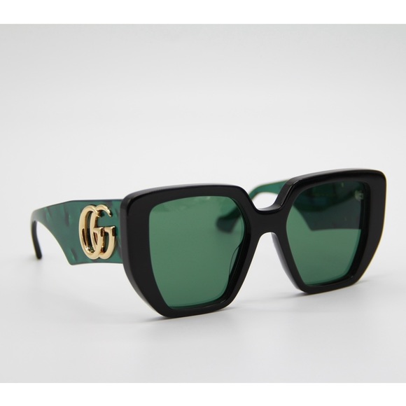 NEW GUCCI GG0956S 001 BLACK GREEN WOMEN’S SUNGLASSES - Picture 9 of 14